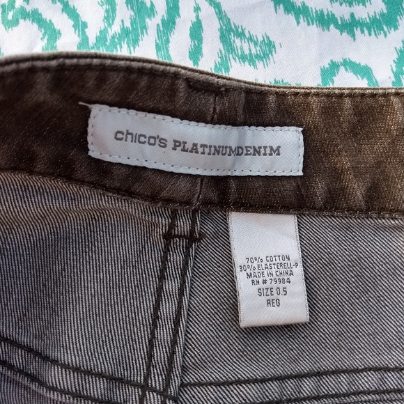 CHICOS PLATINUM DENIM SZ 0.5 Brown Stretch Jeans - Picture 7 of 7